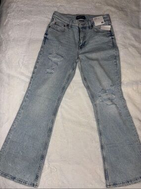 Light Wash Distressed Straight Jeans